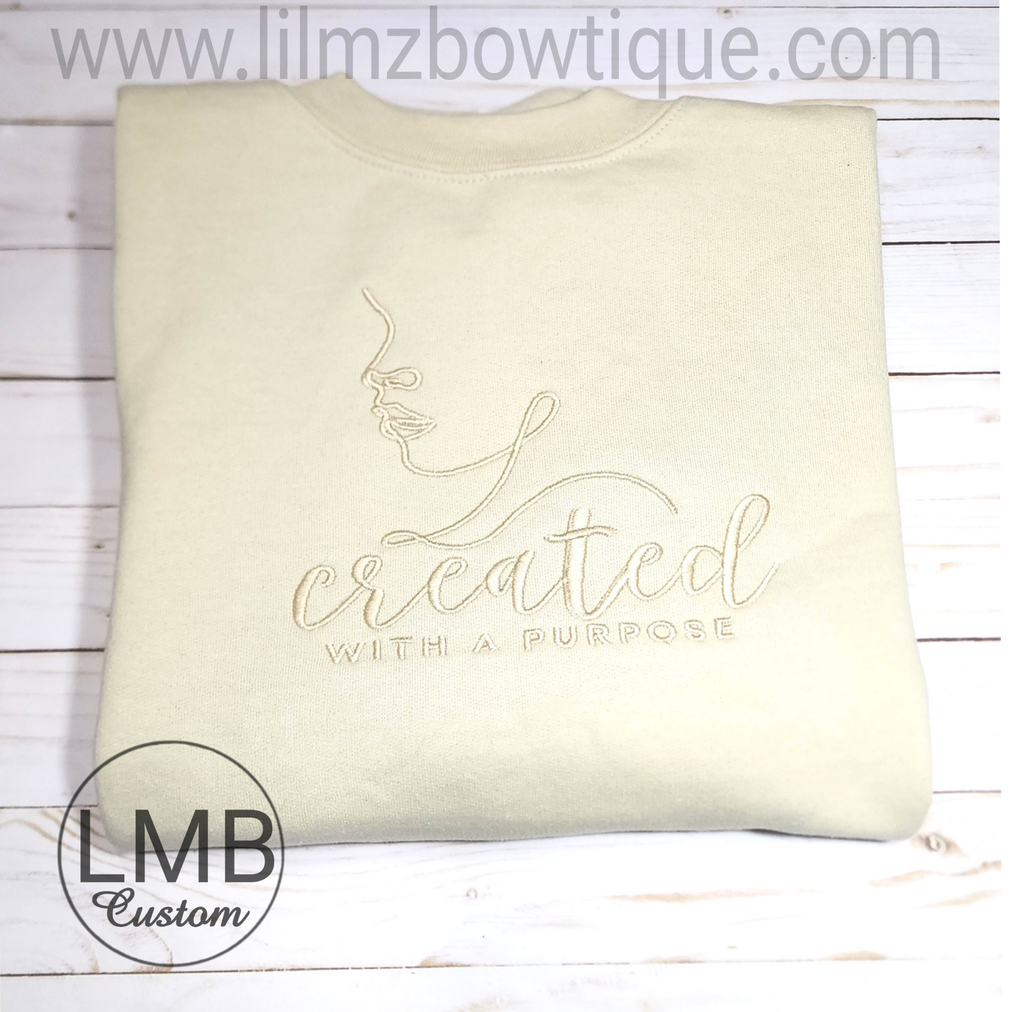 Embroider Created with a purpose Adult Sweatshirt image 1