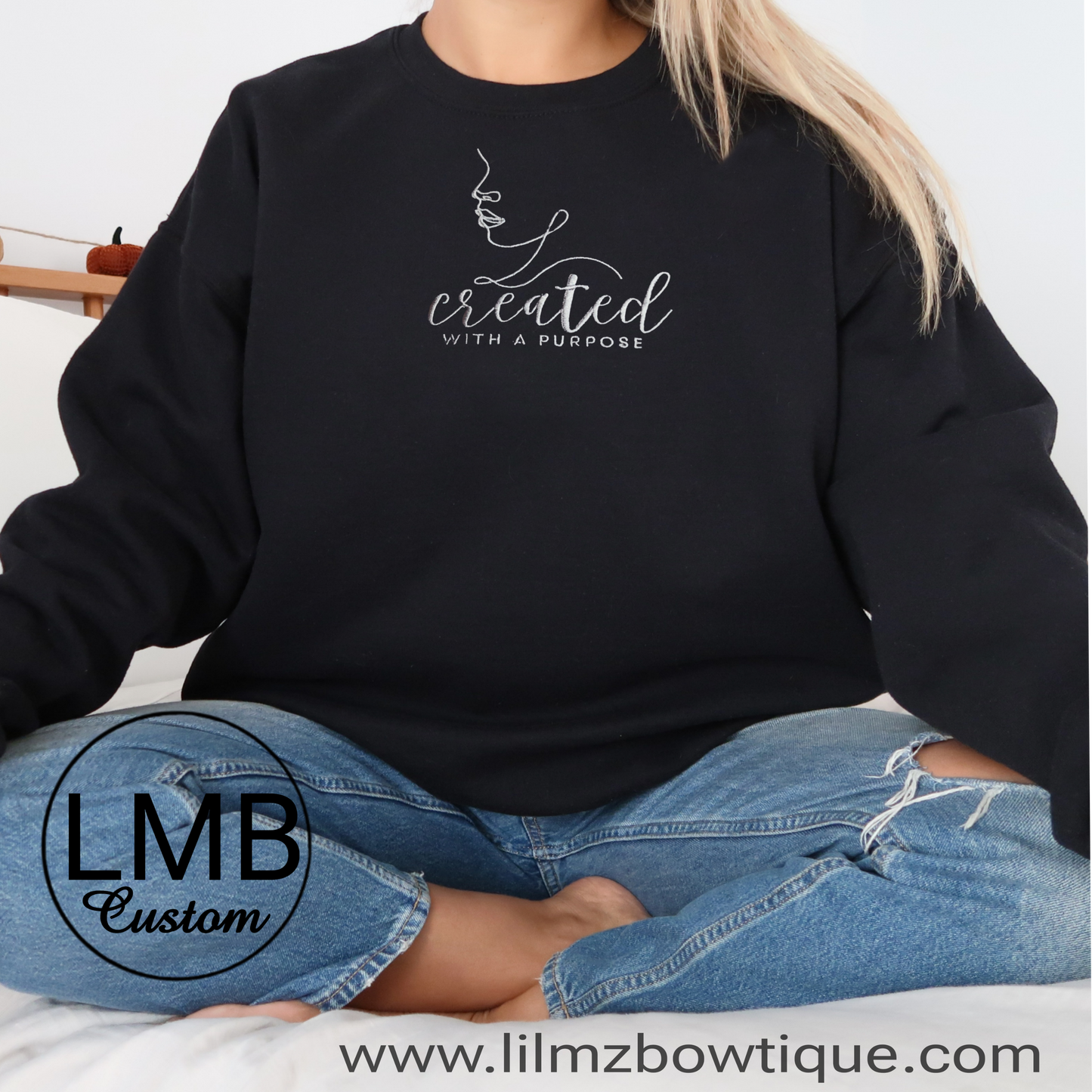Embroider Created with a purpose Adult Sweatshirt image 0