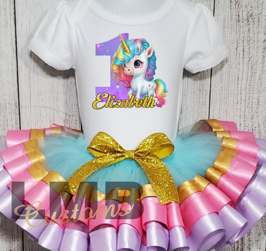 Unicorn Theme Birthday Tutu Outfit