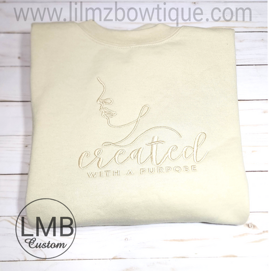 Embroider Created with a purpose Adult Sweatshirt  image 1