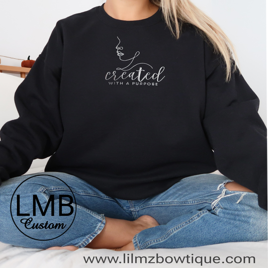 Embroider Created with a purpose Adult Sweatshirt  image 0
