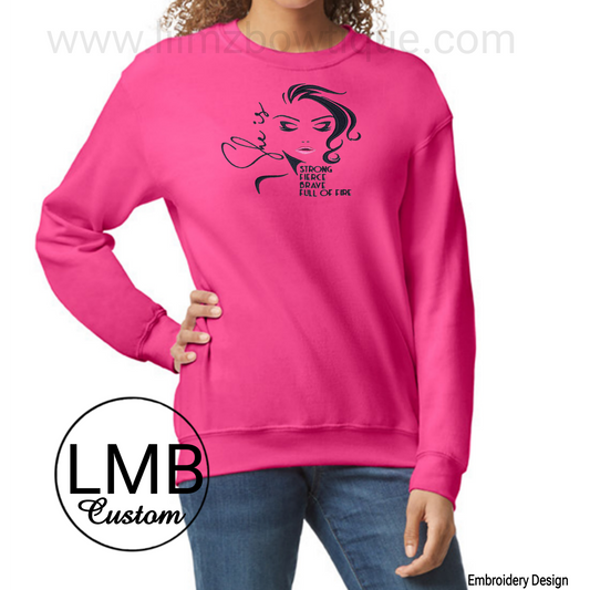 Embroider She is Strong Adult Sweatshirt  image 0